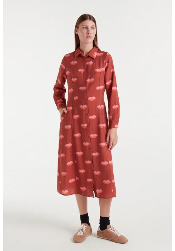 VESTIDO MIDI ESTAMPADO LIPS