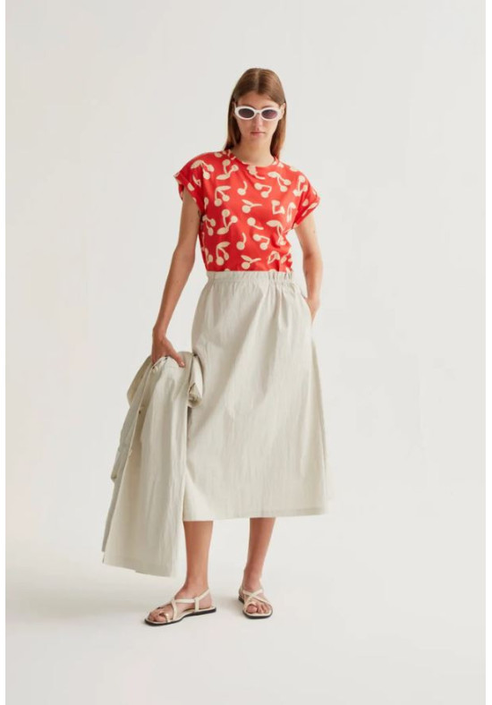 FALDA MIDI BLANCO ROTO