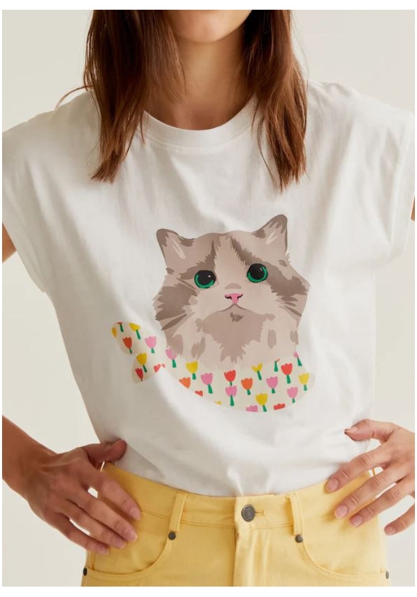 CAMISETA PRINT GATITO