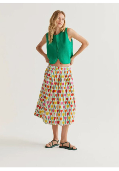 FALDA MIDI PRINT TULIPANESS