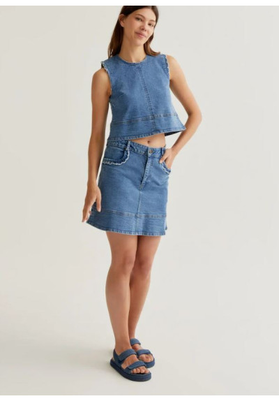 FALDA MINI DENIM AZUL