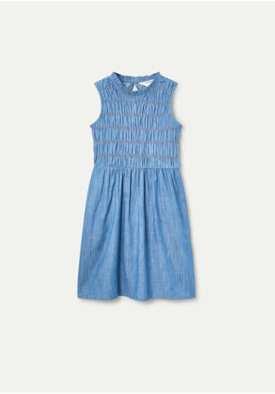 VESTIDO MINI CHAMBRAY AZUL