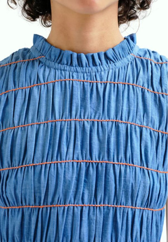 VESTIDO MINI CHAMBRAY AZUL