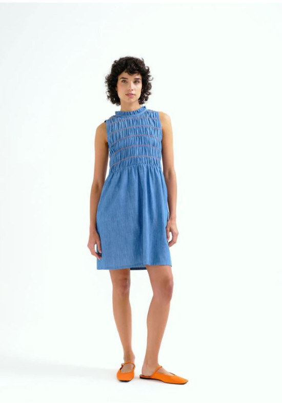 VESTIDO MINI CHAMBRAY AZUL