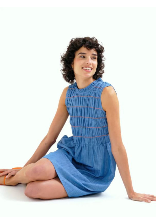 VESTIDO MINI CHAMBRAY AZUL