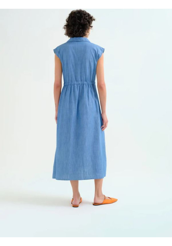 VESTIDO MIDI CHAMBRAY AZUL