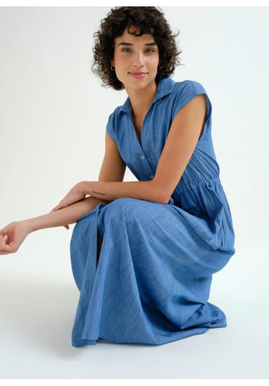 VESTIDO MIDI CHAMBRAY AZUL
