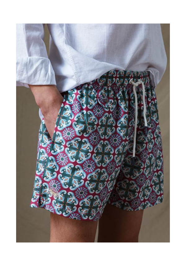 BAÑADOR GEOMETRICO BURDEOS